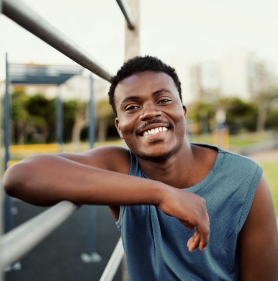 happy athlete taking a break